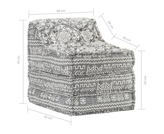 Fotoliu puf modular, gri deschis, material textil, 11 image