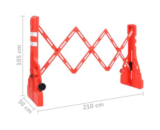Barieră de trafic pliabilă, roșu, 210x50x105 cm, 11 image