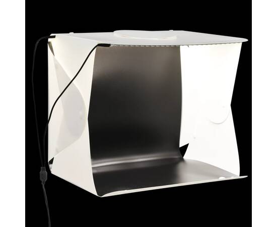 Cort foto cu led-uri pliabil, alb, 40 x 34 x 37 cm, plastic