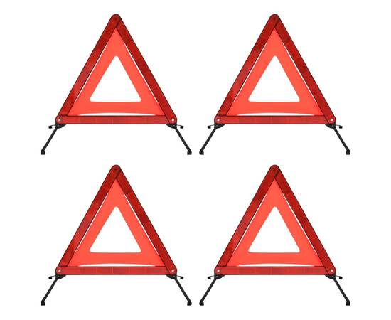 Triunghiuri avertisment trafic, 4 buc., roșu, 56,5x36,5x44,5 cm