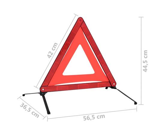 Triunghiuri avertisment trafic, 4 buc., roșu, 56,5x36,5x44,5 cm, 8 image