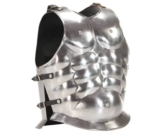 Armură de corp soldat roman, jocuri de rol, argintiu, oțel