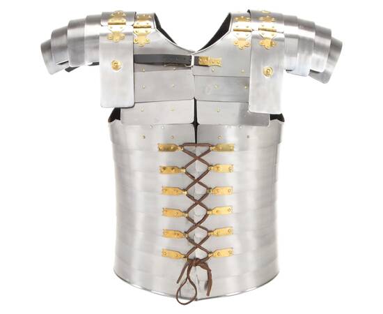 Armură soldat roman, jocuri de rol, argintiu, oțel, 5 image