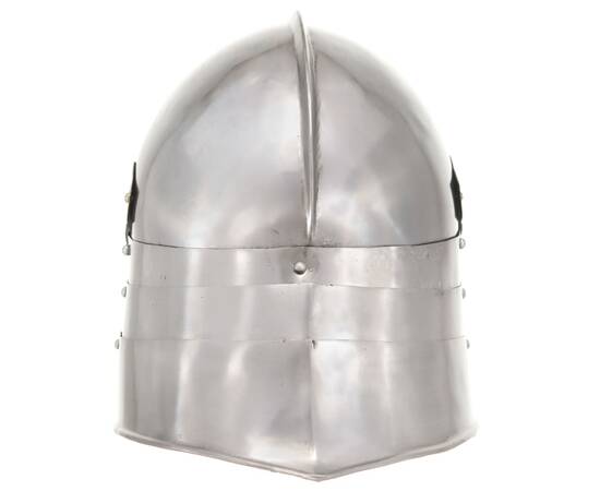 Coif cavaler medieval, antichizat, joc de rol, argintiu, oțel, 7 image