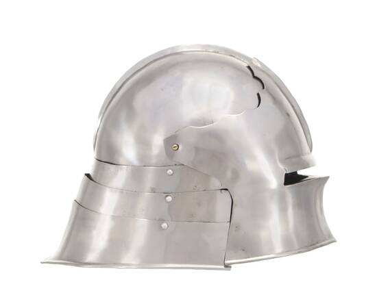 Coif cavaler medieval, antichizat, joc de rol, argintiu, oțel, 6 image