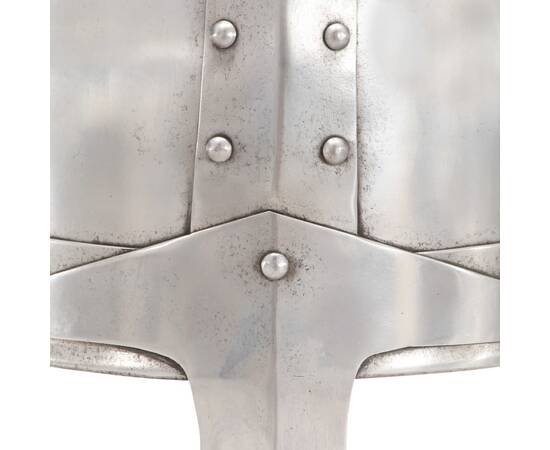 Coif cavaler medieval antic, jocuri de rol, argintiu, oțel, 6 image