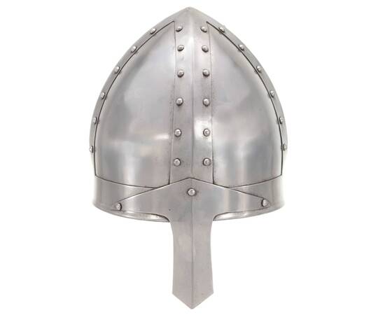 Coif cavaler medieval antic, jocuri de rol, argintiu, oțel, 2 image