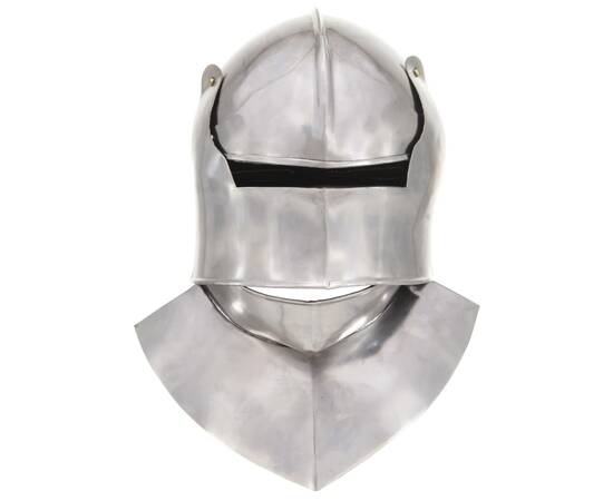 Coif cavaler medieval antic, jocuri de rol, argintiu, oțel, 3 image