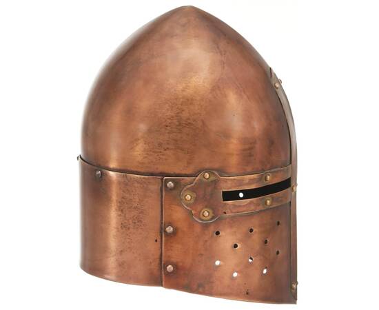 Coif cavaler medieval antichizat, jocuri roluri, arămiu, oțel, 3 image