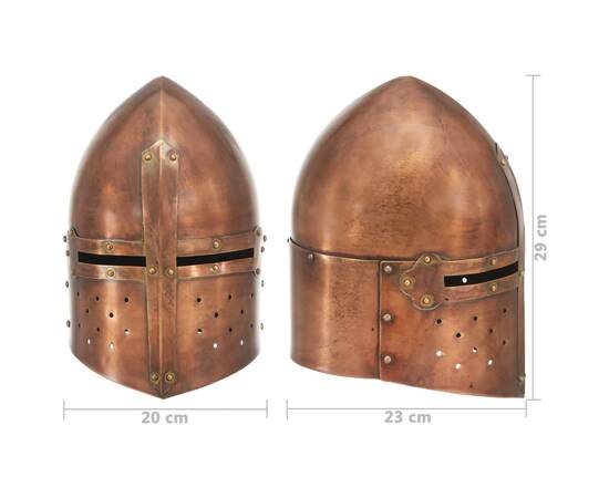 Coif cavaler medieval antichizat, jocuri roluri, arămiu, oțel, 8 image