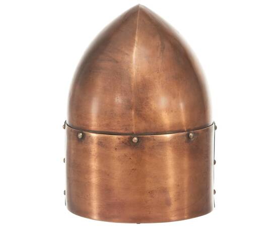 Coif cavaler medieval antichizat, jocuri roluri, arămiu, oțel, 4 image