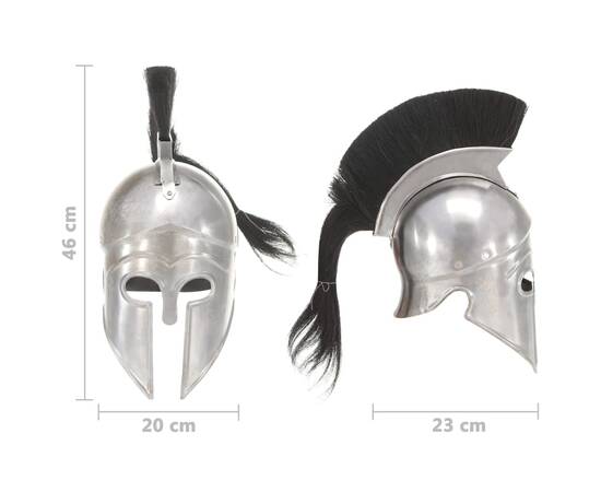 Coif războinic grec, aspect antic, joc de rol, argintiu, oțel, 8 image