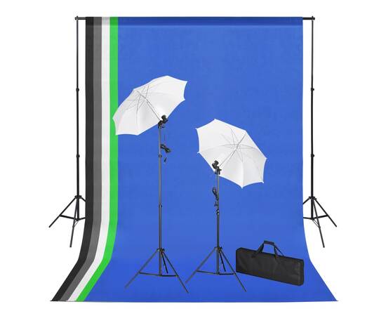 Kit studio foto cu fundaluri, lămpi și umbrele