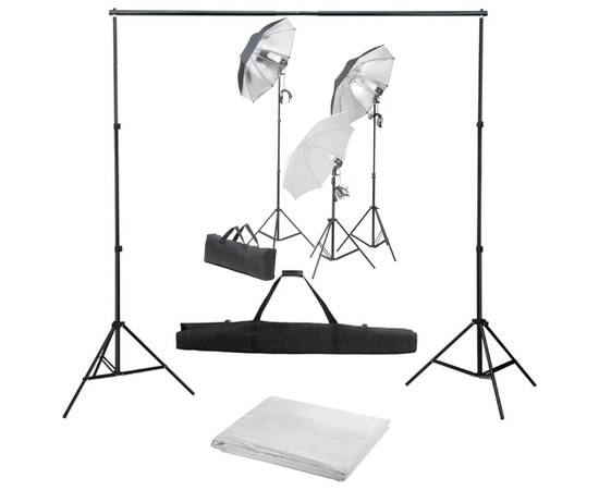 Kit studio foto cu set de lumini și fundal