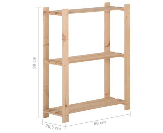 Raft depozitare 3 niveluri, 60x28,5x90 cm, lemn masiv de pin, 6 image