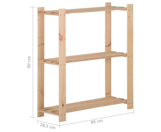 Raft depozitare 3 niveluri, 80x28,5x90 cm, lemn masiv de pin, 6 image