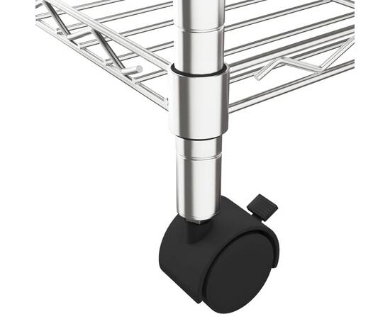 Raft depozitare cu roți, 5 niveluri, 75x35x155 cm, crom, 250 kg, 6 image
