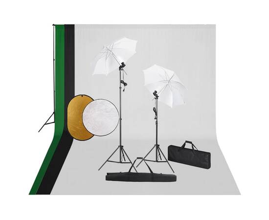 Set studio foto cu lămpi, fundal și reflector