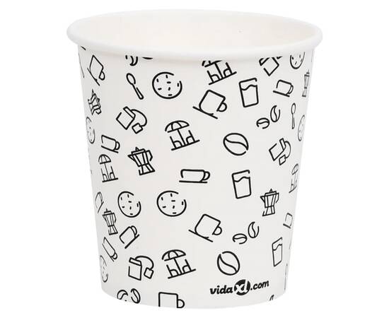 Pahare de cafea de hârtie, 100 buc., alb și negru, 200 ml, 3 image