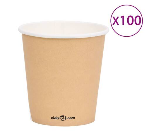 Pahare de cafea de hârtie, 100 buc., maro, 200 ml