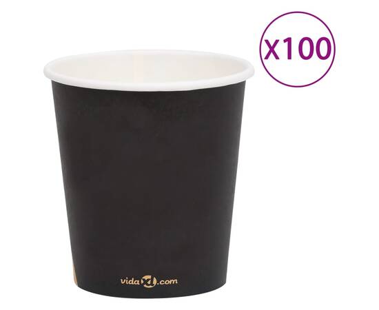 Pahare de cafea de hârtie, 100 buc., negru, 200 ml