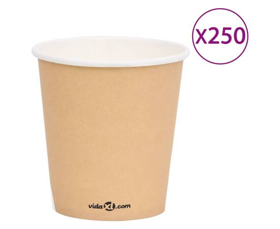Pahare de cafea de hârtie, 250 buc., maro, 200 ml
