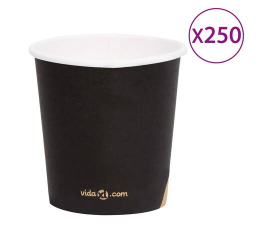 Pahare de cafea de hârtie, 250 buc., negru, 120 ml