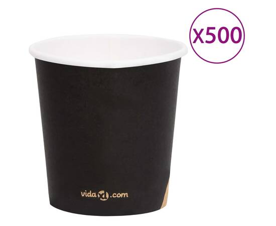 Pahare de cafea de hârtie, 500 buc., negru, 120 ml