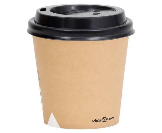 Pahare de cafea de hârtie cu capace, 100 buc., maro, 120 ml, 3 image