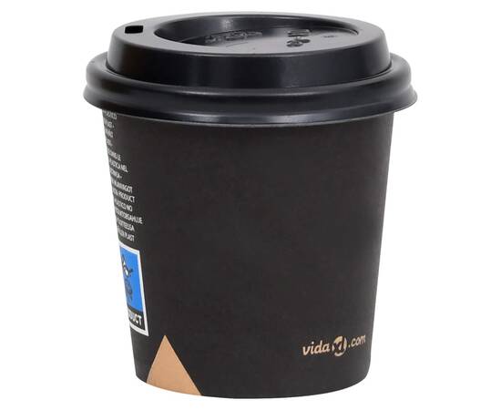 Pahare de cafea de hârtie cu capace, 100 buc., negru, 120 ml, 3 image