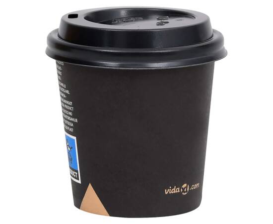 Pahare de cafea de hârtie cu capace, 1000 buc., negru, 120 ml, 3 image