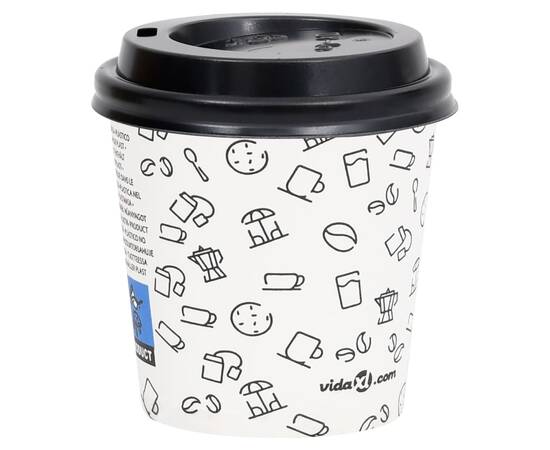 Pahare de cafea de hârtie cu capace, 1000 buc. alb/negru 120 ml, 3 image