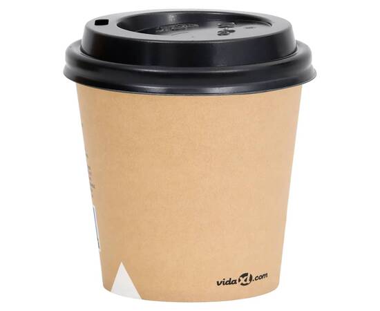 Pahare de cafea de hârtie cu capace, 250 buc., maro, 120 ml, 3 image