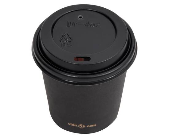 Pahare de cafea de hârtie cu capace, 500 buc., negru, 120 ml, 6 image