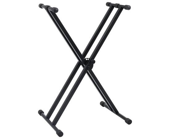 Set suport de claviatură dublu și taburet, negru, 3 image