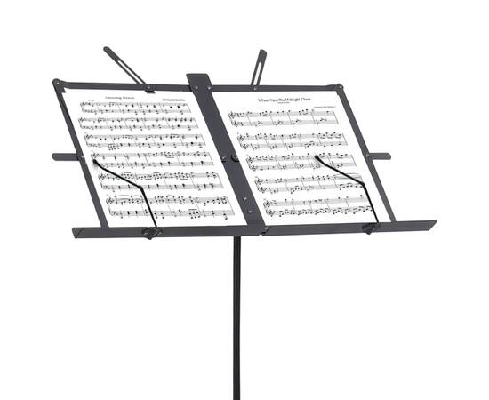 Stativ pentru partituri muzicale, negru, oțel, 6 image
