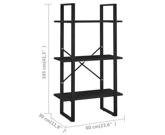 Raft de depozitare, negru, 60x30x105 cm, pal, 7 image
