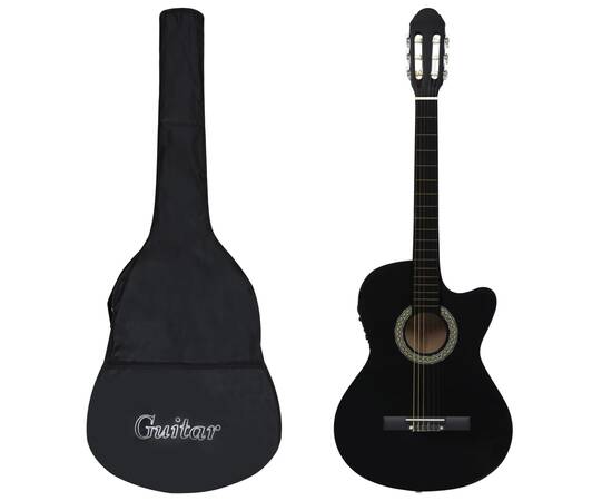 Set chitară acustică cu egalizator, 12 piese, 6 corzi, negru