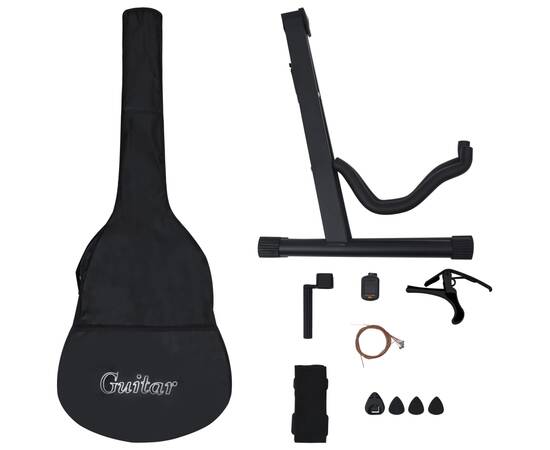 Set chitară acustică cu egalizator, 12 piese, 6 corzi, negru, 5 image