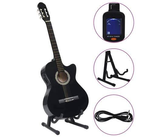 Set chitară acustică cu egalizator, 12 piese, 6 corzi, negru, 4 image