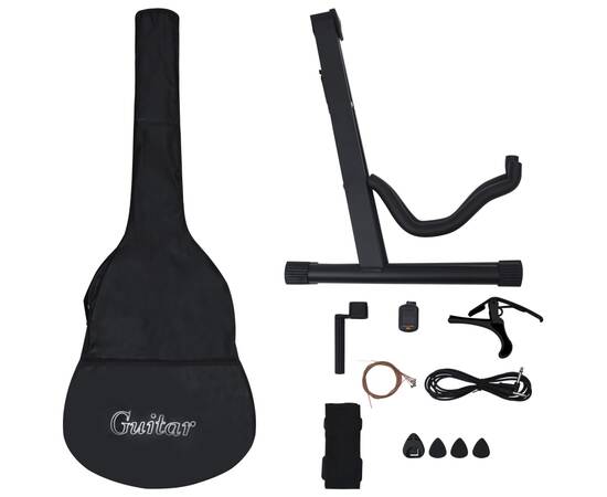 Set chitară acustică cu egalizator, 12 piese 6 corzi, albastru, 4 image