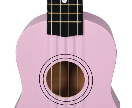 Set de ukulele soprano, pentru copii, cu husă, roz, 21", 9 image