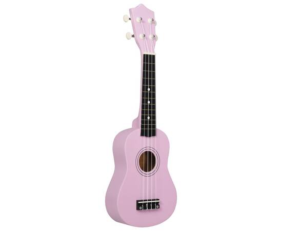 Set de ukulele soprano, pentru copii, cu husă, roz, 21", 5 image