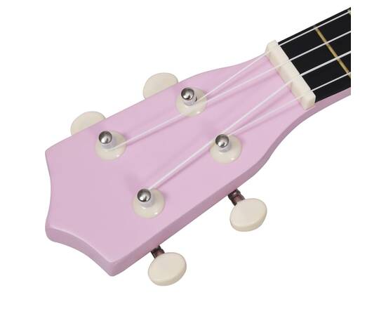 Set de ukulele soprano, pentru copii, cu husă, roz, 21", 8 image