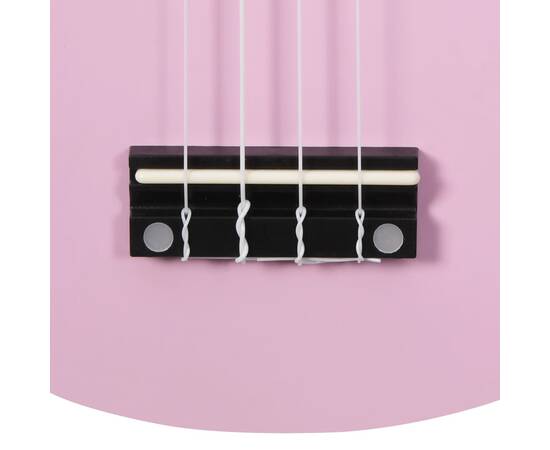 Set de ukulele soprano, pentru copii, cu husă, roz, 21", 10 image