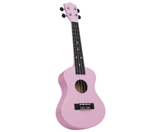 Set de ukulele soprano, pentru copii, cu husă, roz, 23", 5 image