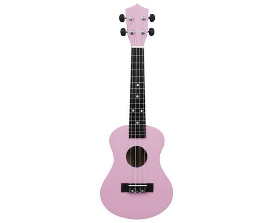 Set de ukulele soprano, pentru copii, cu husă, roz, 23", 6 image