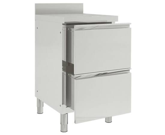 Dulap de bucătărie comercial cu 2 sertare, oțel inoxidabil, 2 image