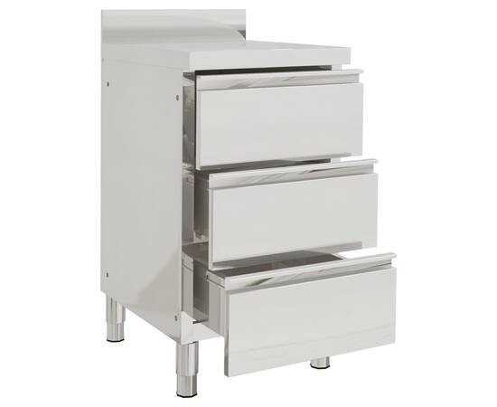 Dulap de bucătărie comercial cu 3 sertare, oțel inoxidabil, 2 image