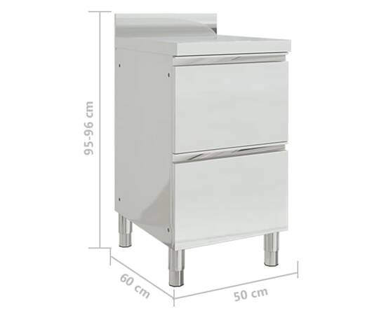 Dulapuri bucătărie comerciale 2 sertare 2 buc. oțel inoxidabil, 8 image